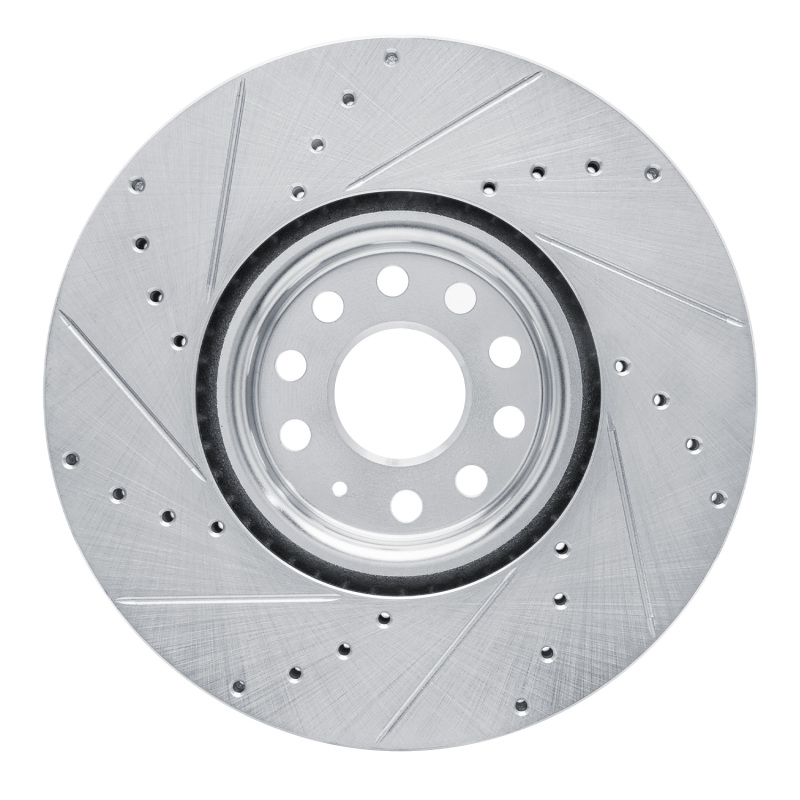 Volkswagen Atlas Brake Rotor (1) - Front Right - R1 Concepts - Drilled & Slotted - Silver - `18-`25